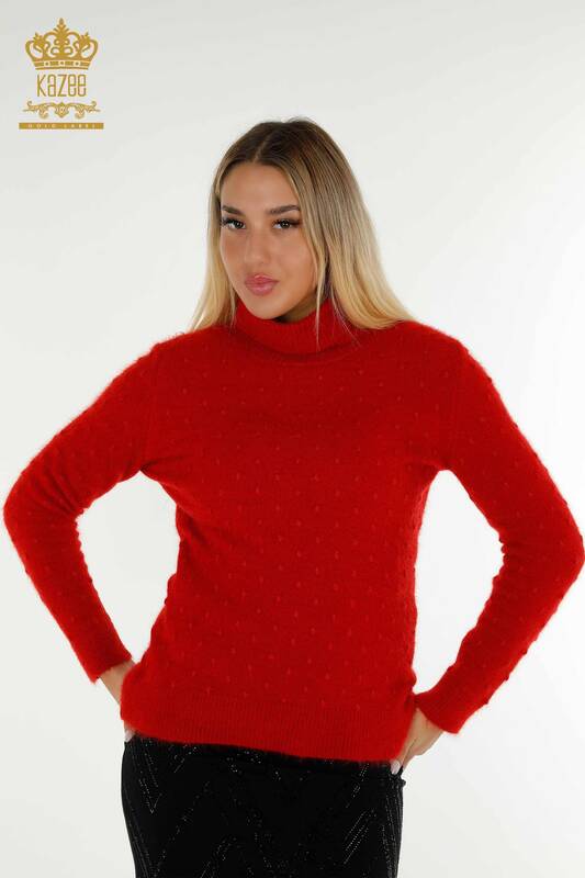 Wholesale Women's Knitwear Sweater Angora Red - 18719 | KAZEE
