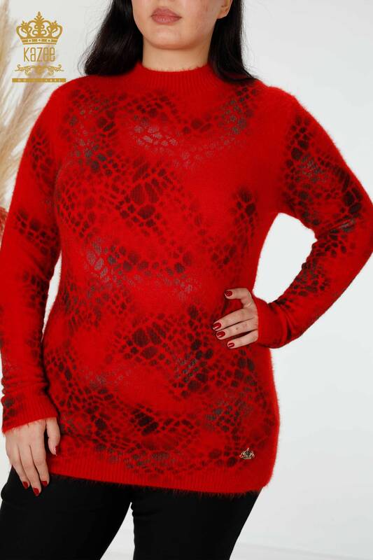 Wholesale Women's Knitwear Sweater Angora Red - 18982 | KAZEE