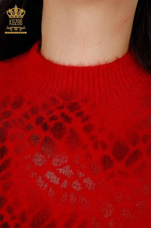 Wholesale Women's Knitwear Sweater Angora Red - 18982 | KAZEE