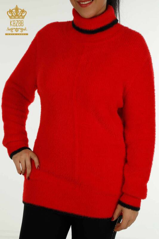 Wholesale Women's Knitwear Sweater Angora Red - 30646 | KAZEE