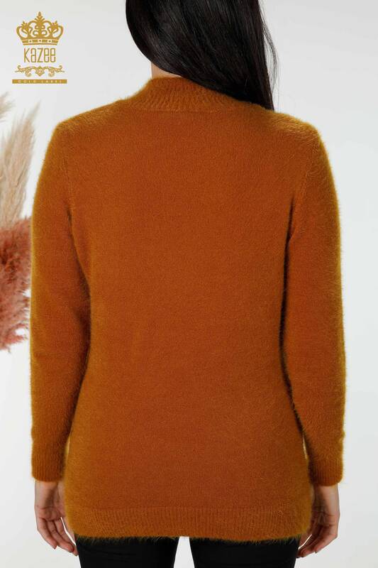 Wholesale Women's Knitwear Sweater Angora Tiger Pattern Mustard - 18957 | KAZEE