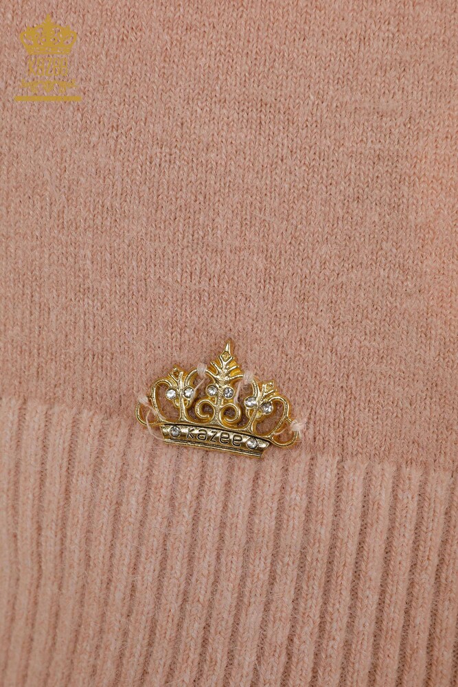 Wholesale Women's Knitwear Sweater Angora Turtleneck Logo Powder - 12046 | KAZEE - 4