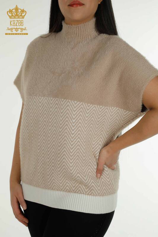 Wholesale Women's Knitwear Sweater Angora Two Colors Beige Ecru - 30187 | KAZEE