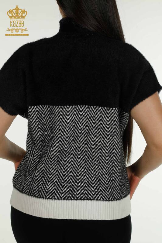 Wholesale Women's Knitwear Sweater Angora Two Color Black Ecru - 30187 | KAZEE