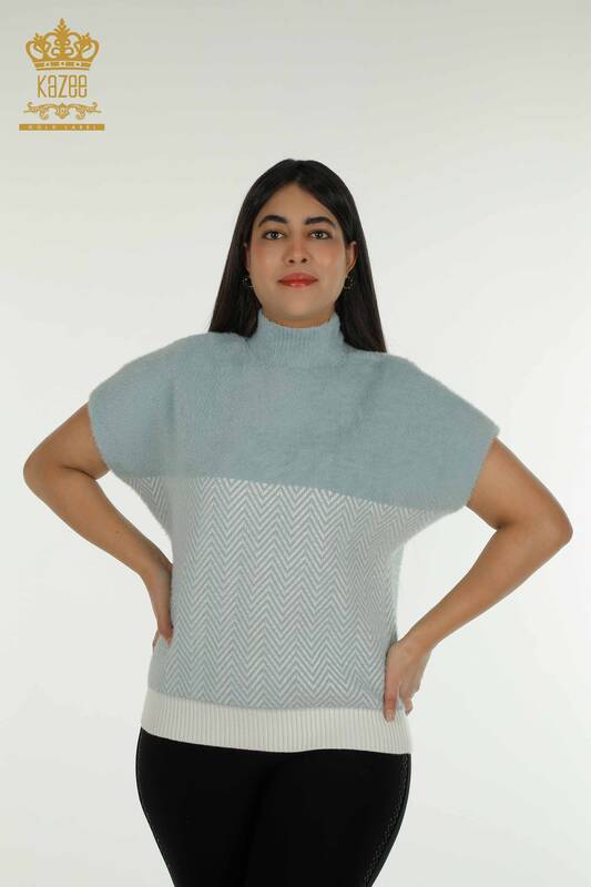 Wholesale Women's Knitwear Sweater Angora Two Color Mint Ecru - 30187 | KAZEE