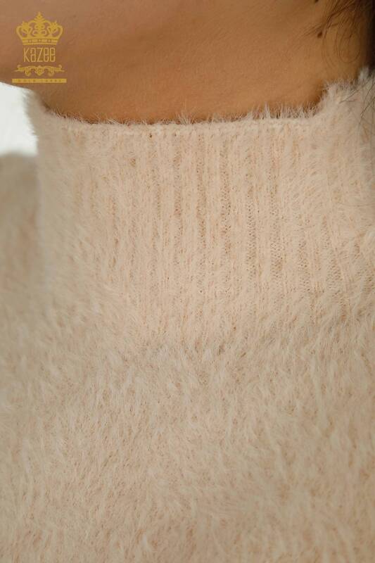 Wholesale Women's Knitwear Sweater Angora Two Color Powder Beige - 30187 | KAZEE