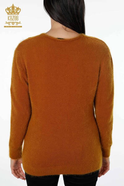 Wholesale Women's Knitwear Sweater Angora V Neck Basic Logo - 18921 | KAZEE - Thumbnail