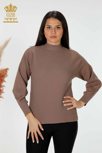 Wholesale Women's Knitwear Sweater Balloon Sleeve Mink - 15669 | KAZEE - Thumbnail