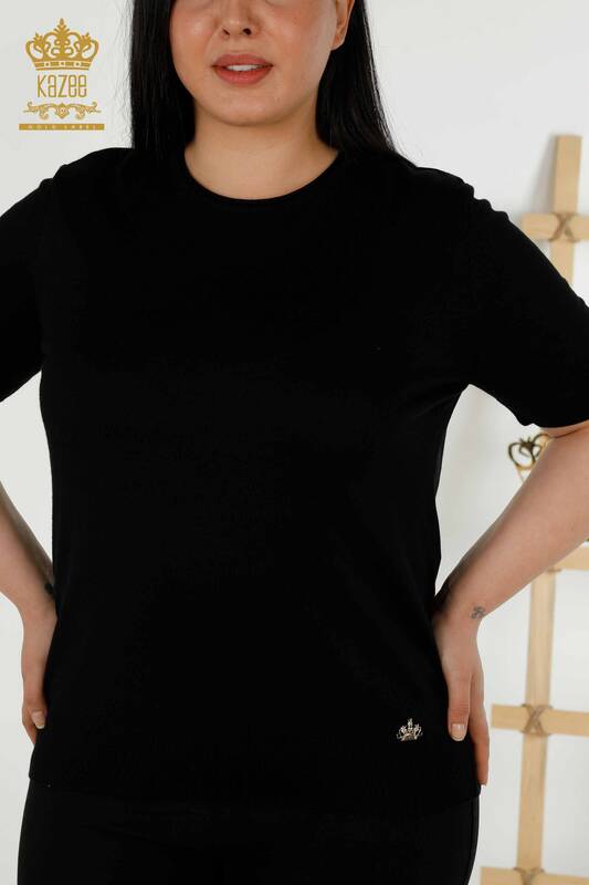 Wholesale Women's Knitwear Sweater Basic American Model Black - 16271| KAZEE