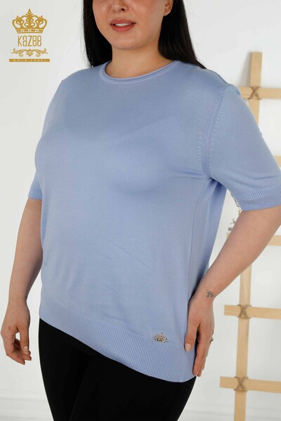 Wholesale Women's Knitwear Sweater Basic American Model Blue - 16271| KAZEE - Thumbnail