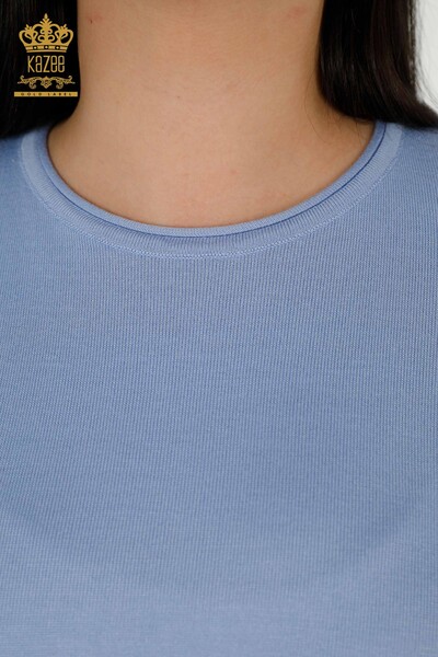 Wholesale Women's Knitwear Sweater Basic American Model Blue - 16271| KAZEE - Thumbnail