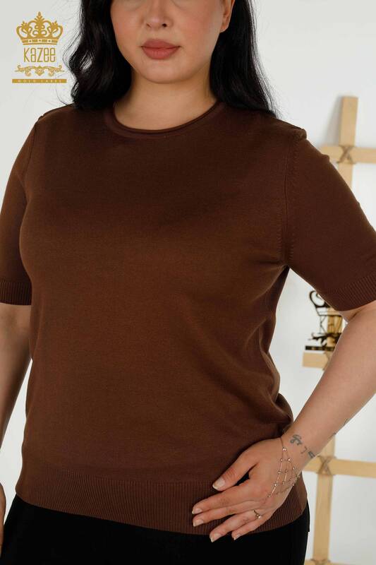 Wholesale Women's Knitwear Sweater - Basic - American Model - Brown - 16271| KAZEE