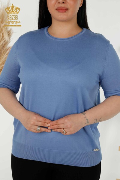 Wholesale Women's Knitwear Sweater Basic American Model Dark Blue - 16271| KAZEE - Thumbnail
