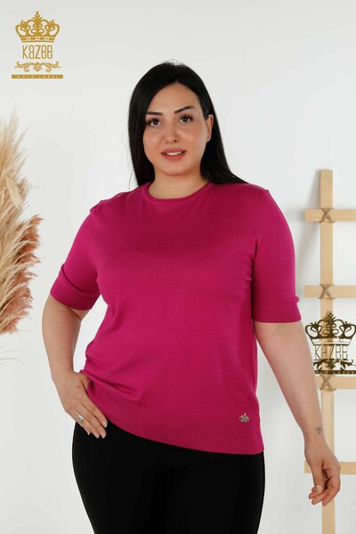 Wholesale Women's Knitwear Sweater Basic American Model Dark Fuchsia - 16271| KAZEE - Thumbnail