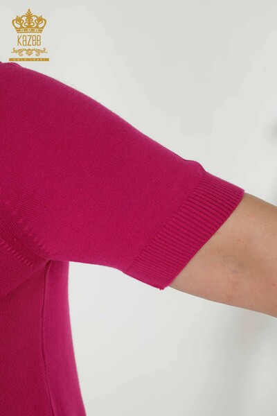 Wholesale Women's Knitwear Sweater Basic American Model Dark Fuchsia - 16271| KAZEE - Thumbnail