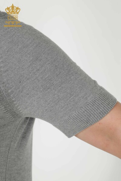 Wholesale Women's Knitwear Sweater - Basic - American Model - Gray - 16271| KAZEE - Thumbnail