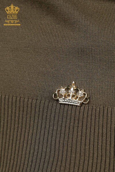 Wholesale Women's Knitwear Sweater Basic American Model Khaki - 16271| KAZEE - 5