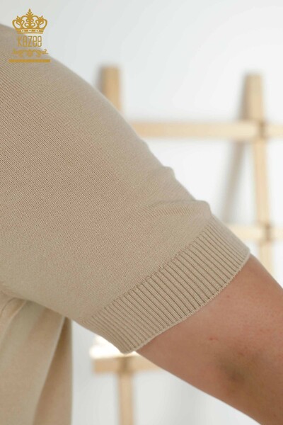 Wholesale Women's Knitwear Sweater - Basic - American Model - Light Beige - 16271| KAZEE - Thumbnail