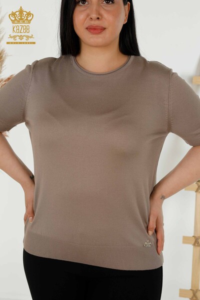 Wholesale Women's Knitwear Sweater Basic American Model Mink - 16271| KAZEE - Thumbnail