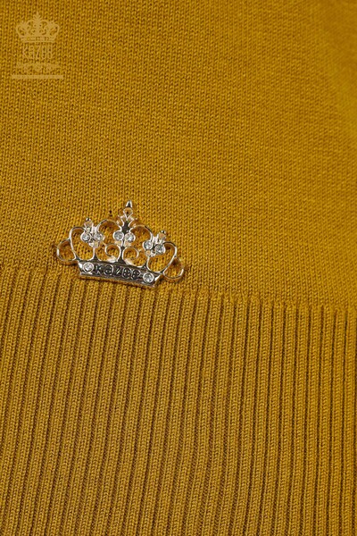Wholesale Women's Knitwear Sweater Basic American Model Mustard - 16271| KAZEE - 5
