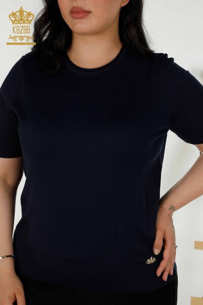 Wholesale Women's Knitwear Sweater - Basic - American Model - Navy Blue - 16271| KAZEE - Thumbnail