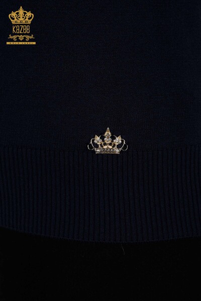Wholesale Women's Knitwear Sweater - Basic - American Model - Navy Blue - 16271| KAZEE - Thumbnail
