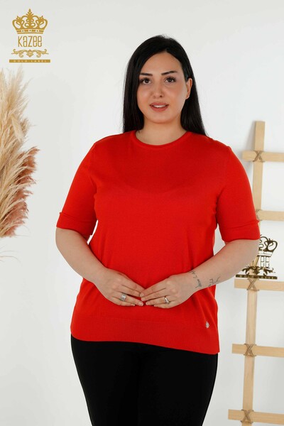 Wholesale Women's Knitwear Sweater Basic American Model Orange - 16271| KAZEE - Thumbnail