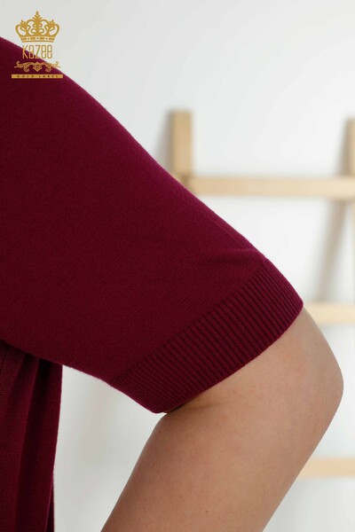 Wholesale Women's Knitwear Sweater Basic American Model Purple - 16271| KAZEE - Thumbnail