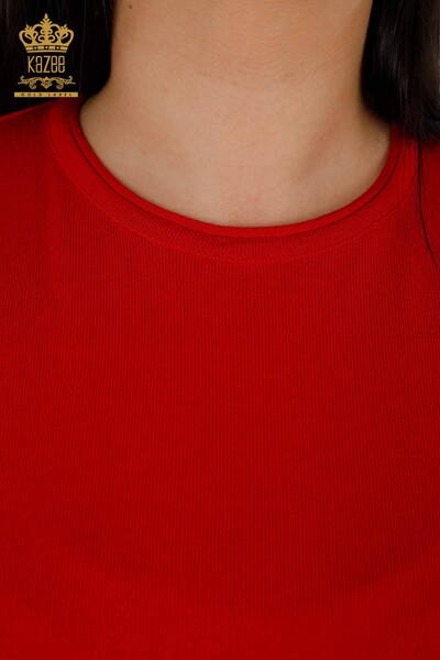 Wholesale Women's Knitwear Sweater Basic American Model Red - 16271| KAZEE - Thumbnail