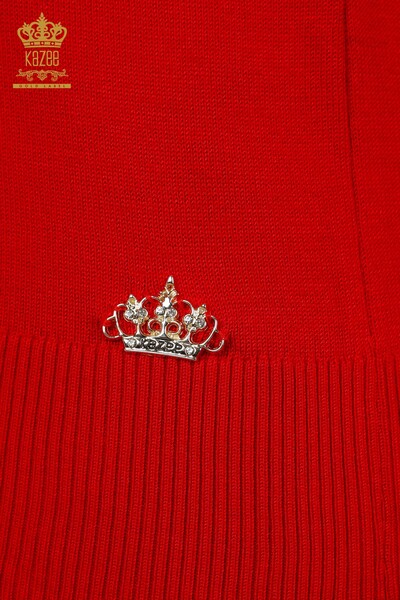 Wholesale Women's Knitwear Sweater Basic American Model Red - 16271| KAZEE - Thumbnail