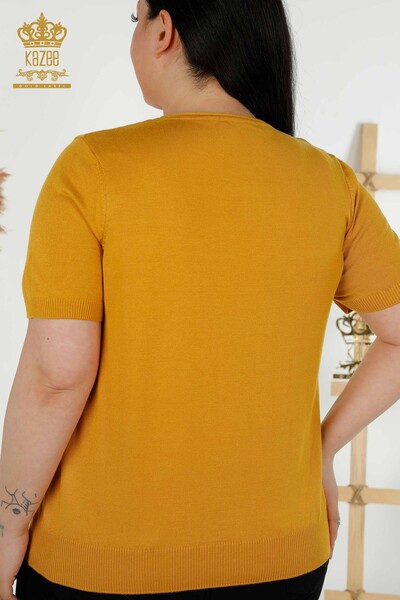 Wholesale Women's Knitwear Sweater - Basic - American Model - Saffron - 16271| KAZEE - Thumbnail