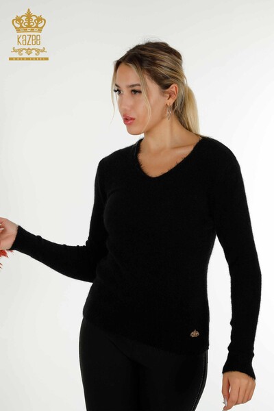 Wholesale Women's Knitwear Sweater Basic Angora Black - 12047 | KAZEE - Thumbnail