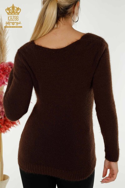 Wholesale Women's Knitwear Sweater Basic Angora Brown - 12047 | KAZEE - 7