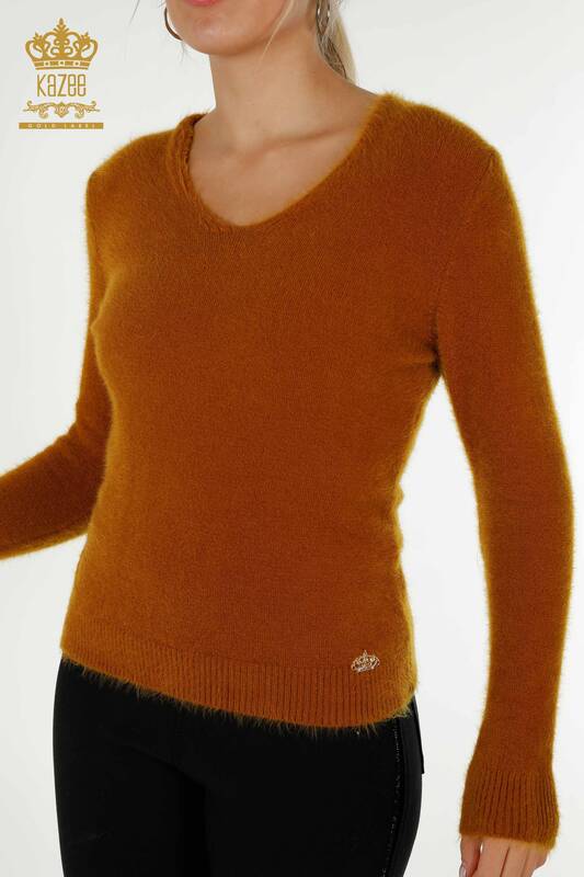 Wholesale Women's Knitwear Sweater Basic Angora Mustard - 12047 | KAZEE