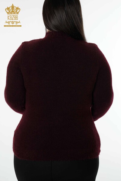 Wholesale Women's Knitwear Sweater Basic Angora Plum - 18830 | KAZEE - Thumbnail