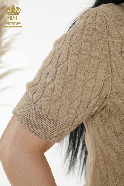 Wholesale Women's Knitwear Sweater - Basic - Beige - 16181 | KAZEE - Thumbnail