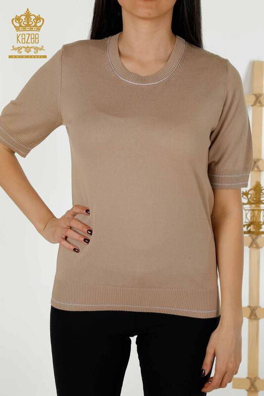 Wholesale Women's Knitwear Sweater - Basic - Beige - 30110 | KAZEE