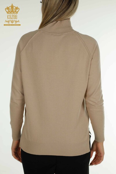 Wholesale Women's Knitwear Sweater Basic Beige - 30757 | KAZEE - Thumbnail