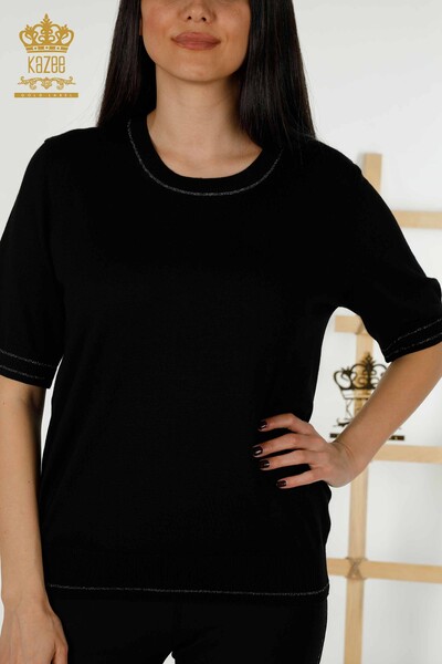 Wholesale Women's Knitwear Sweater - Basic - Black - 30110 | KAZEE - Thumbnail