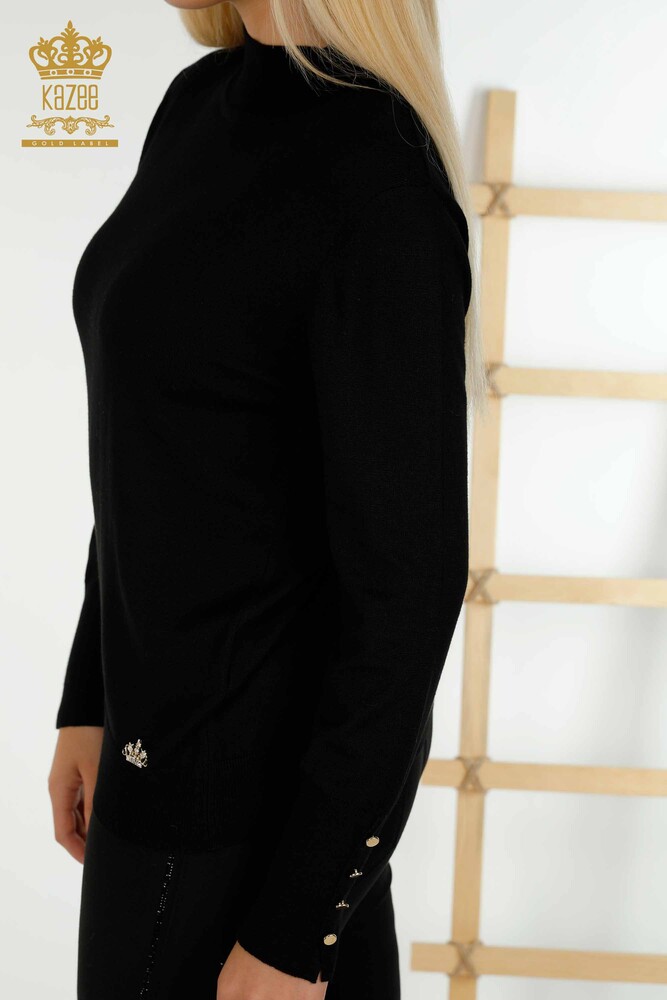 Wholesale Women's Knitwear Sweater Basic Black - 30507 | KAZEE - 5