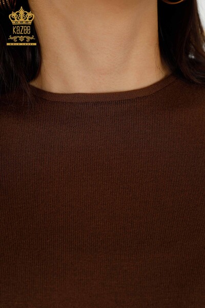Wholesale Women's Knitwear Sweater Basic Brown - 30241 | KAZEE - Thumbnail