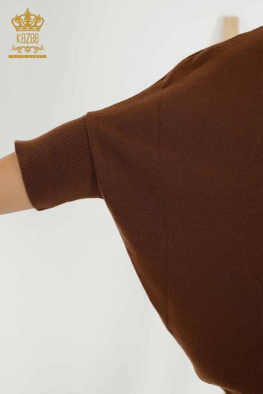 Wholesale Women's Knitwear Sweater Basic Brown - 30241 | KAZEE