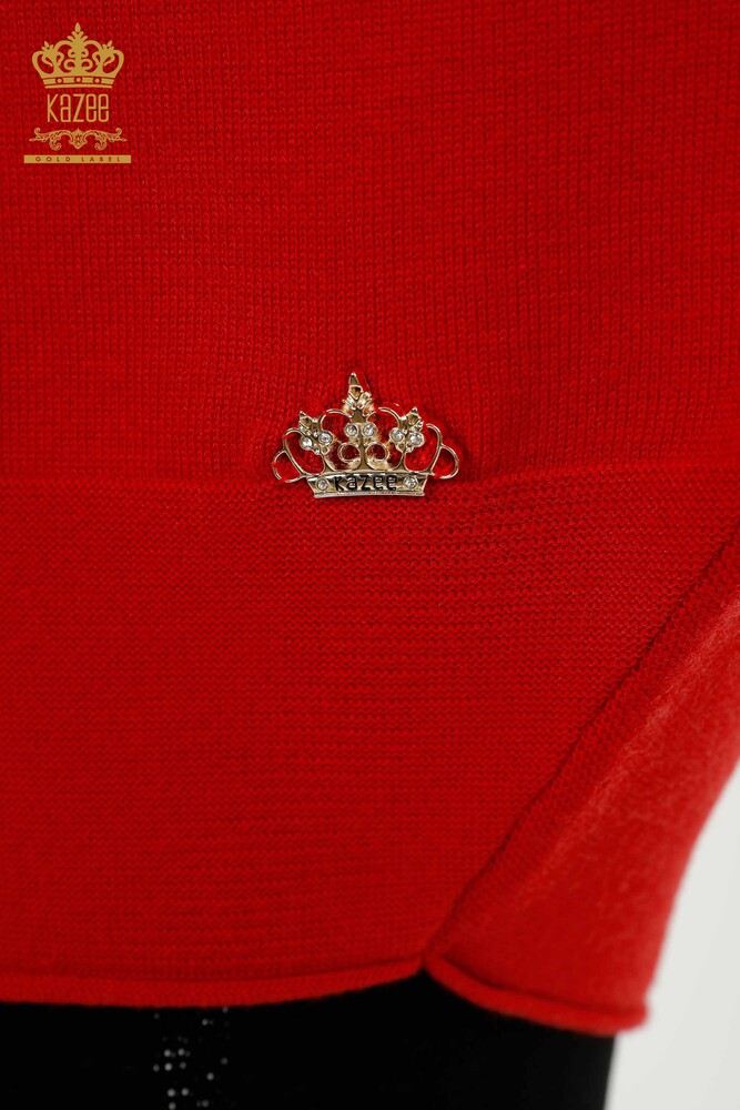 Wholesale Women's Knitwear Sweater Basic Coral - 30241 | KAZEE - 4