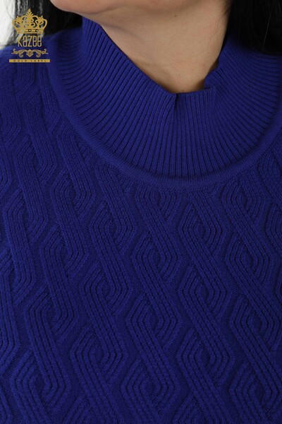 Wholesale Women's Knitwear Sweater - Basic - Dark Blue - 16181 | KAZEE - Thumbnail