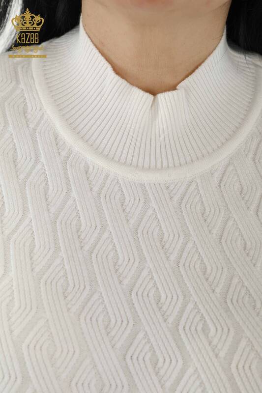 Wholesale Women's Knitwear Sweater - Basic - Ecru - 16181 | KAZEE