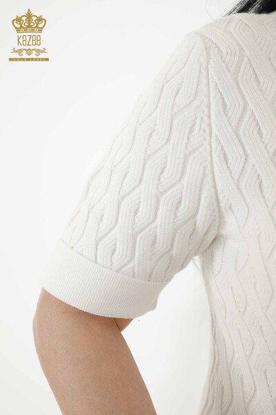 Wholesale Women's Knitwear Sweater - Basic - Ecru - 16181 | KAZEE - Thumbnail