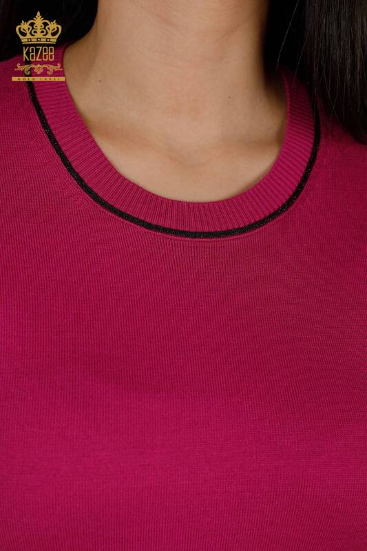 Wholesale Women's Knitwear Sweater - Basic - Fuchsia - 30110 | KAZEE
