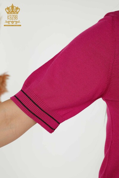 Wholesale Women's Knitwear Sweater - Basic - Fuchsia - 30110 | KAZEE - Thumbnail