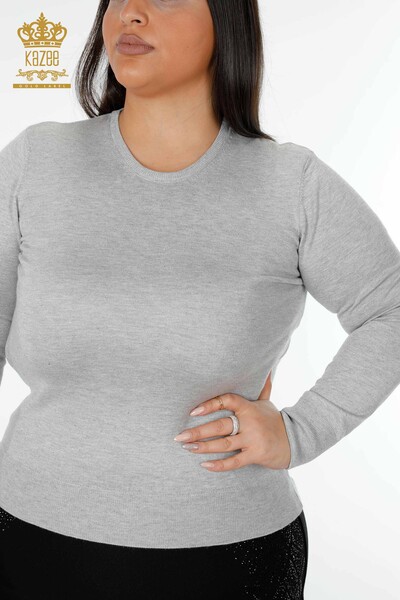 Wholesale Women's Knitwear Sweater Basic Gray - 15317 | KAZEE - Thumbnail