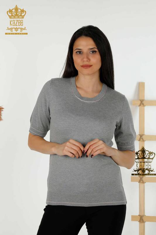 Wholesale Women's Knitwear Sweater - Basic - Gray - 30110 | KAZEE